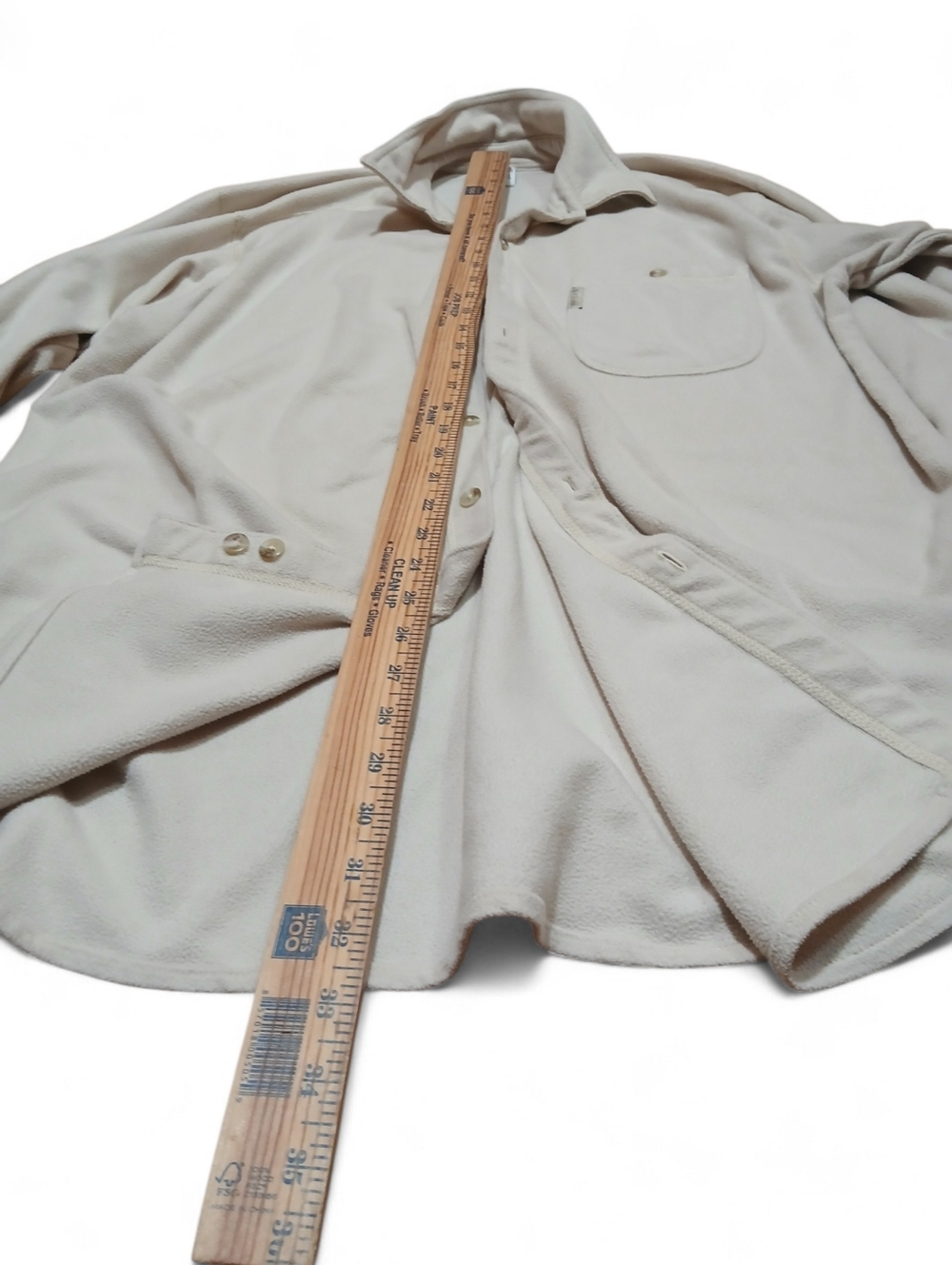 Columbia Men's Size Large Neutral Beige Button-Front Fleece Shirt Jacket - Picture 4 of 7